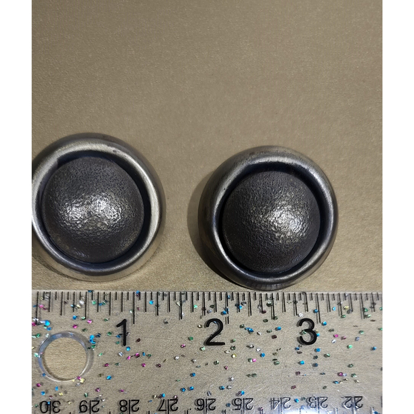 Vintage Bronze Tone Dome Earrings Clips Large 1980's Working Girl Style - Picture 9 of 9